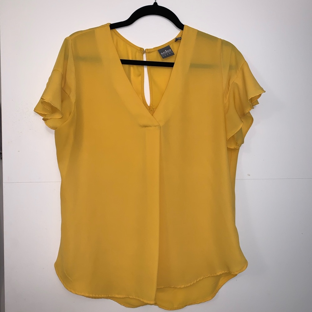 Yellow flutter sleeve blouse